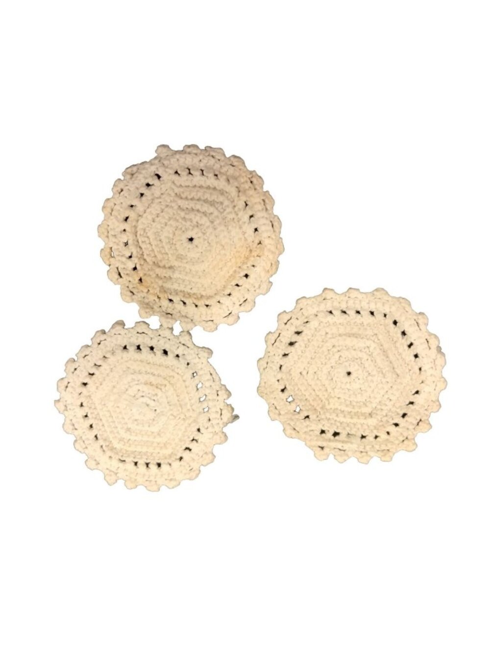 Handmade Crochet Lace Doilies Round White Cotton Vintage Coasters 4 inch Lot 3
